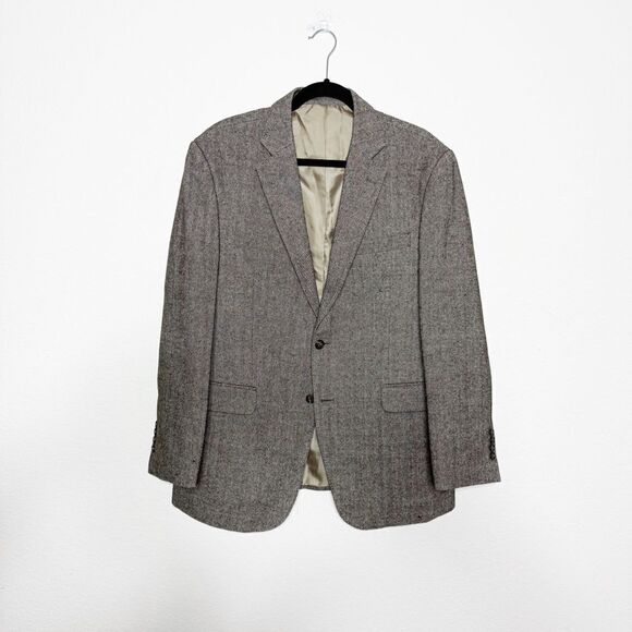 Alpha Custom Tailor Seoul Men's Wool Herringbone Blazer Gray Size Medium - Picture 1 of 9
